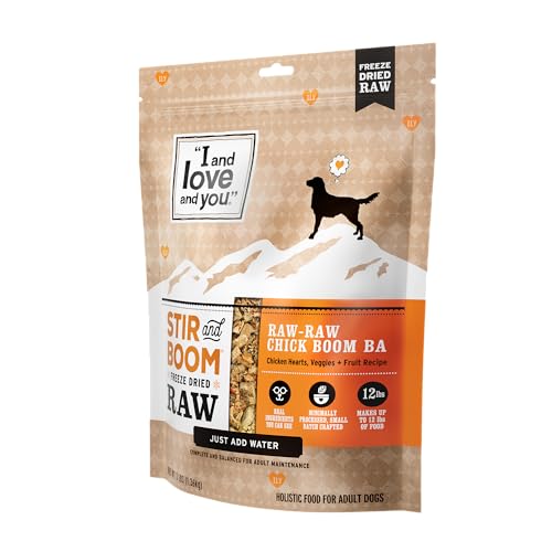 I and Love and You Stir and Boom Dehydrated Freeze Dried Raw Dog Food - Chicken - Grain Free, Real Meat, No Fillers, 3lb Bag