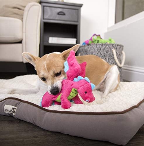 Godog Bubble Plush Dragons Squeaky Dog Toy, Chew Guard Technology - Pink, Small