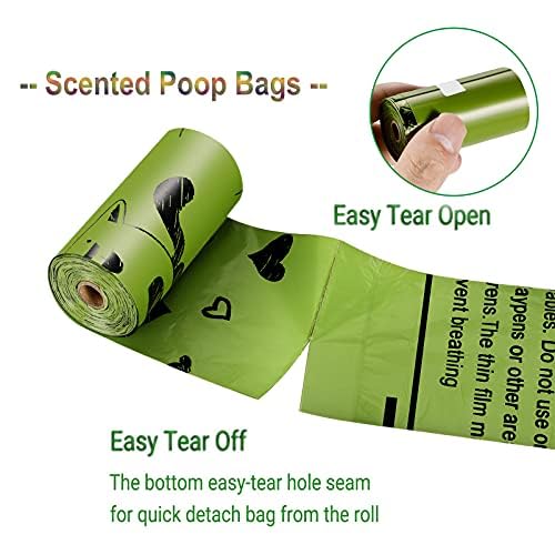Dog Poop Bags Rolls: Leak-Proof Poo Bag with Dispenser - Large Unscented Poop Bags for Doggy Dogs (450 Count)- Green