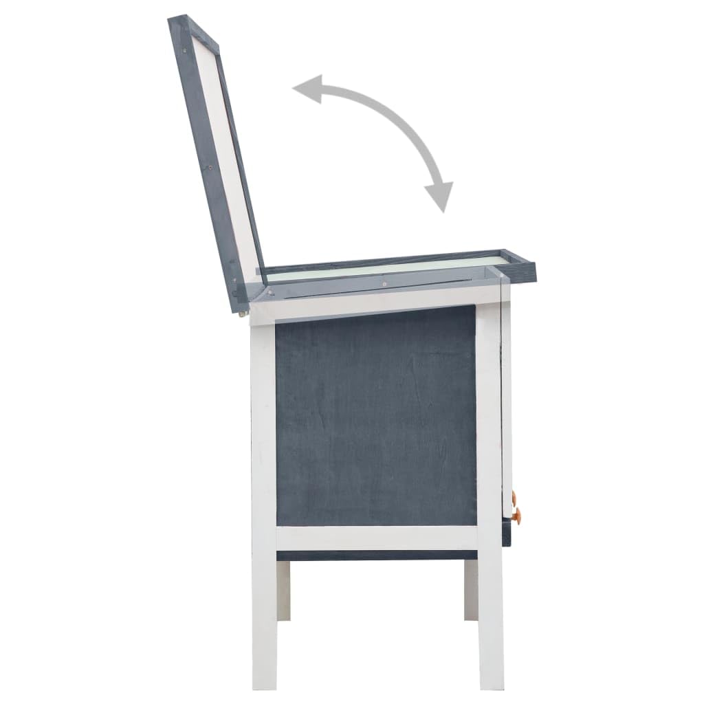 vidaXL Gray Outdoor Rabbit Hutch - Durable Wood & Iron Wire, Weather Resistant, Easy-Clean Design, 35.4L x 17.7W x 25.6H