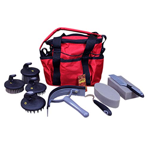 Hilason Grooming Tote With 10 Piece Grooming Set - Red