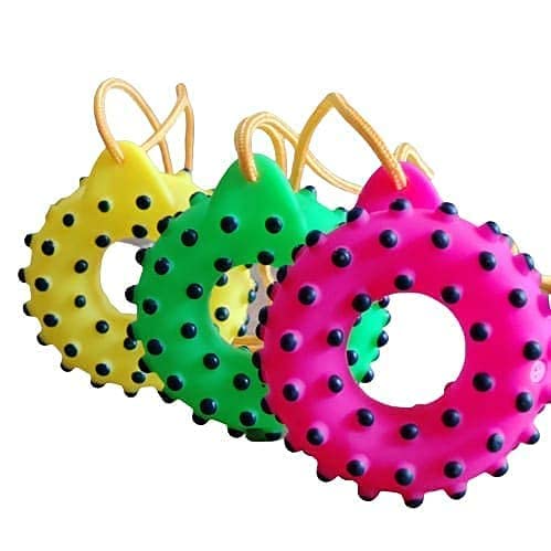 Pups&Pets Durable Pet Puppy Dog Squeaky Chew Toys, Bite Resistant NonToxic Soft Natural Rubber Ring With Thread Pet Puppy Dog S