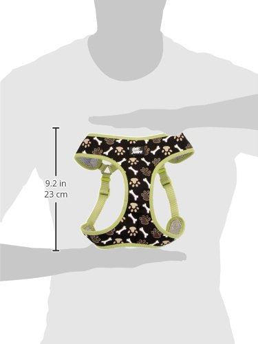 Coastal - Ribbon - Designer Wrap Adjustable Dog Harness, Brown Paws And Bones, 5/8'' X 19''-23''