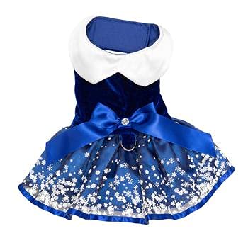 Holiday Dog Harness Dress - Snowflakes (Small)