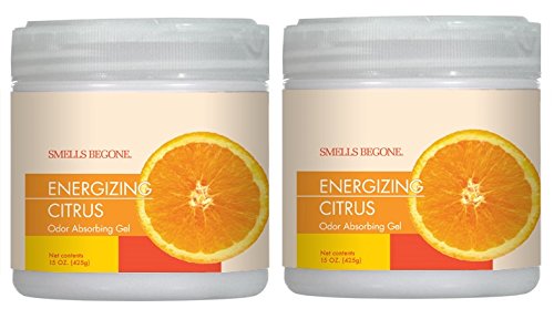 SMELLS BEGONE Air Freshener Odor Absorber Gel - 15 oz, Pack of 2 - Absorbs and Eliminates Odor in Pet Areas, Bathrooms, Cars, & 