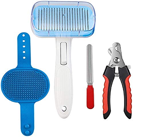 Pet Guard Pets Grooming Brush Tools for Dogs Self Cleaning SlicPet Guardr Grooming Brush Nail Clipper Set Silicone Massage Bath 