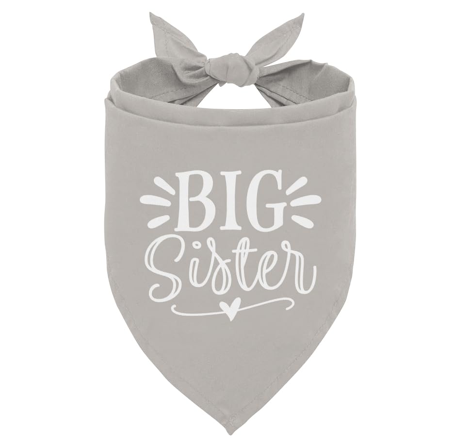Big Sister Dog Bandana, Light Gray Dog Bandana, Pet Scarf Accessories, Pet Dogs Triangle Scarf, Pet Bandanas For Small Medium Do