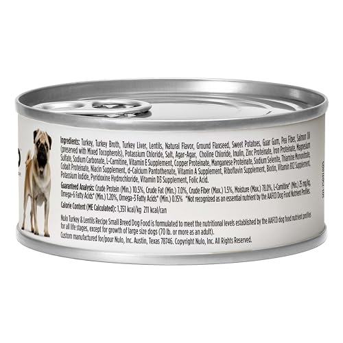 Nulo Small Breed Grain-Free Turkey & Lentils Recipe Adult Wet Canned Dog Food 5.5 Ounce, 24 Cans