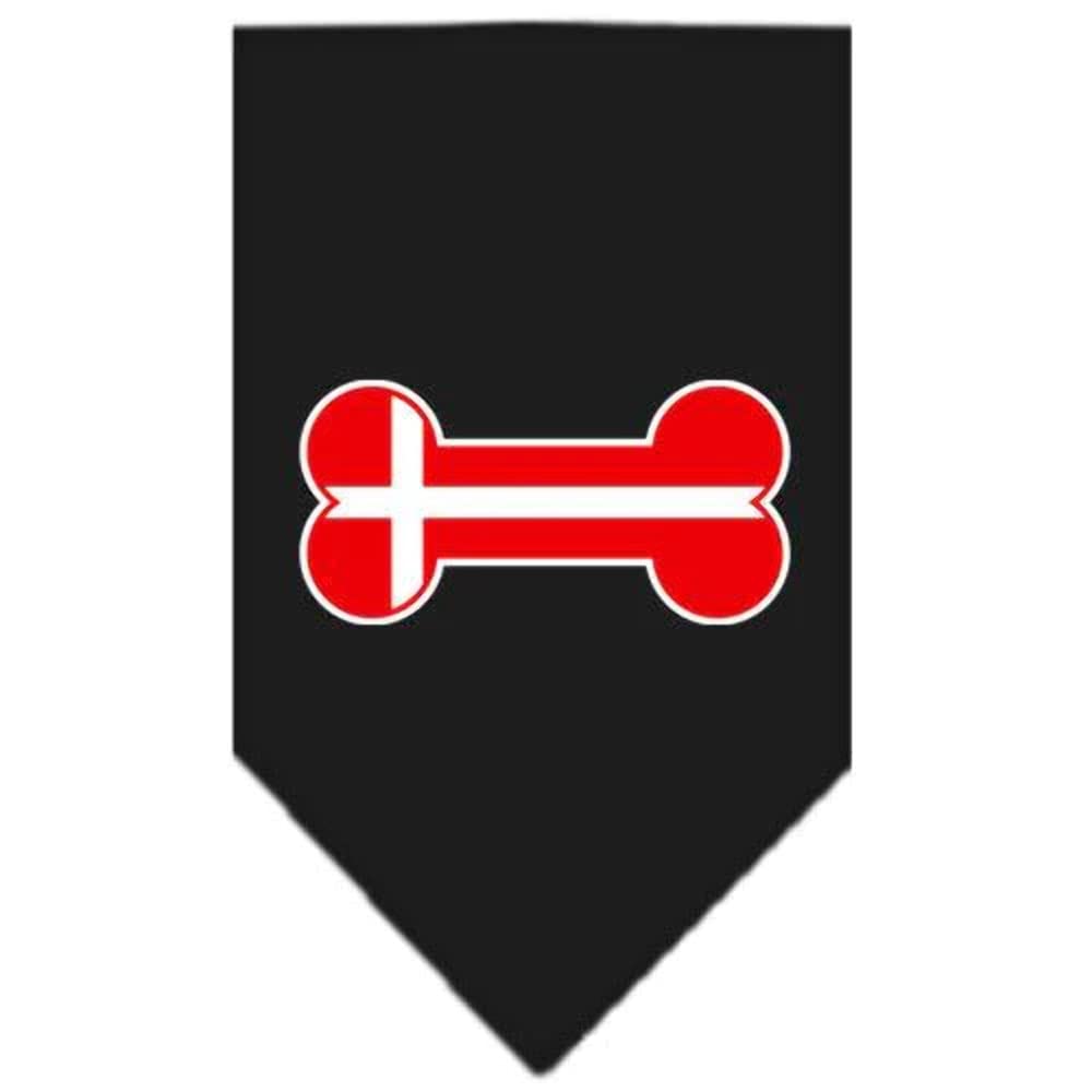 Pet and Dog Bandana Screen Printed, &quot;Bone Shaped Denmark Flag&quot; Yellow Large