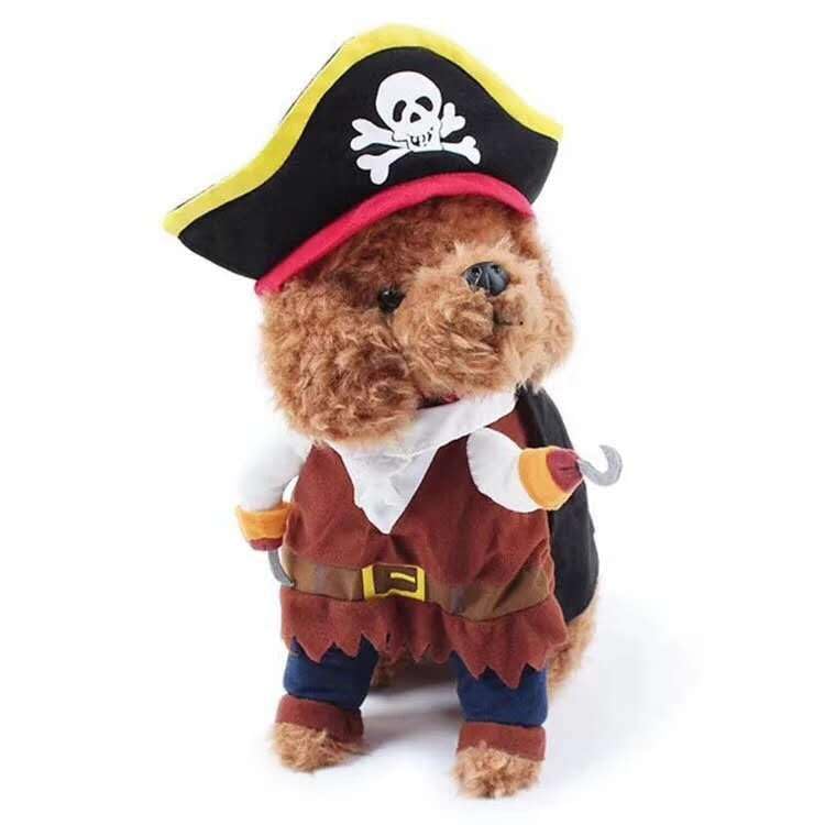 Idepet New Funny Pet Clothes Pirate Dog Cat Costume Suit Corsair Dressing Up Party Apparel Clothing For Cat Dog Plus Hat (Large)