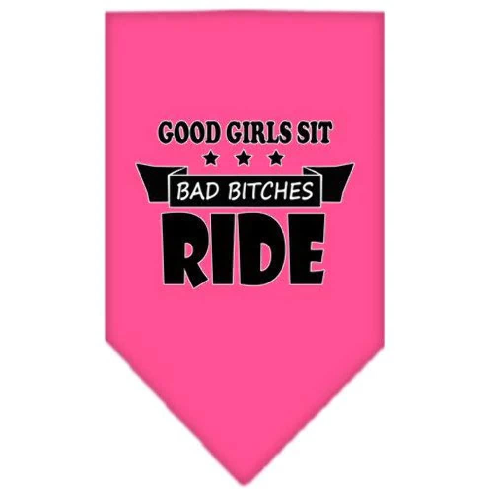 Mirage Pet Product Bitches Ride Screen Print Bandana White Small