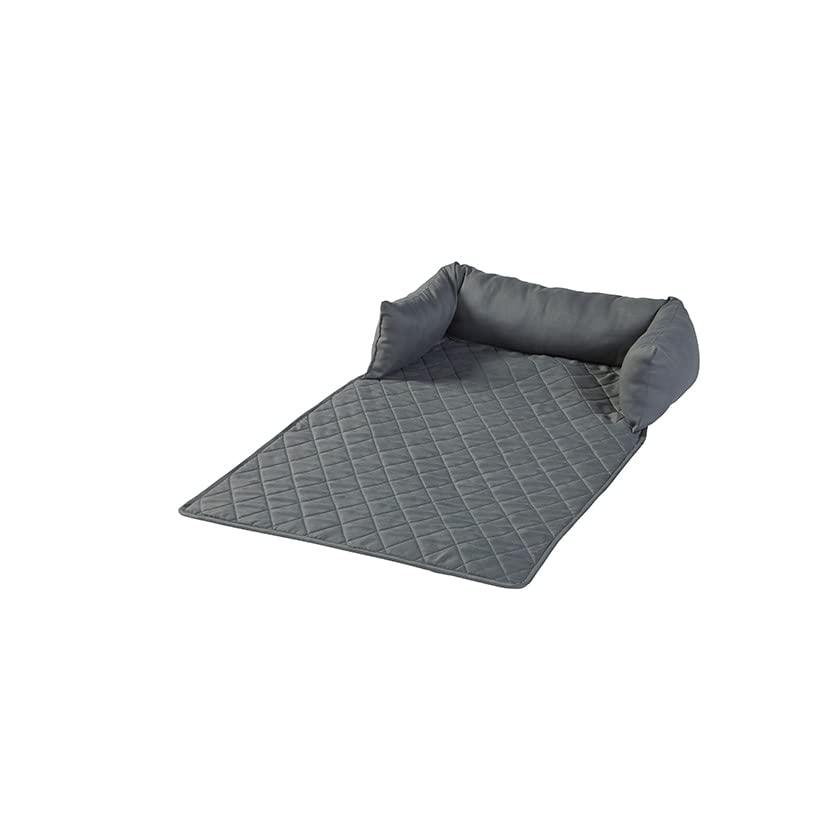 The Lakeside Collection Quilted Pet Beds with Headrest - Small Pet Bed Gray