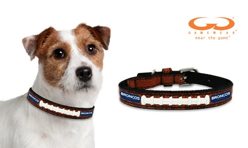 Nfl Denver Broncos Classic Leather Football Collar, Toy