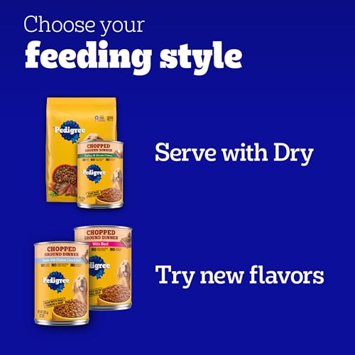 Pedigree Chopped Ground Dinner Adult Canned Soft Wet Dog Food With Chicken, 22 oz. Cans (12 Count, Pack of 1)