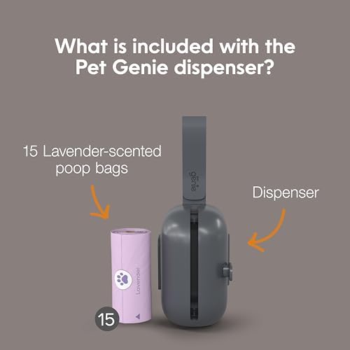 Pet Genie - On-The-Go Dog Poop Bag Dispenser For Leash - Compact And Easy To Use Device For Pet Supplies With 2-Point Secure Att