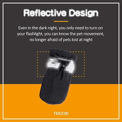 Teozzo Dog Boots & Paw Protector, Anti-Slip Sole Winter Snow Dog Booties With Reflective Straps Dog Shoes For Small Medium Dogs 4Pcs Black 7