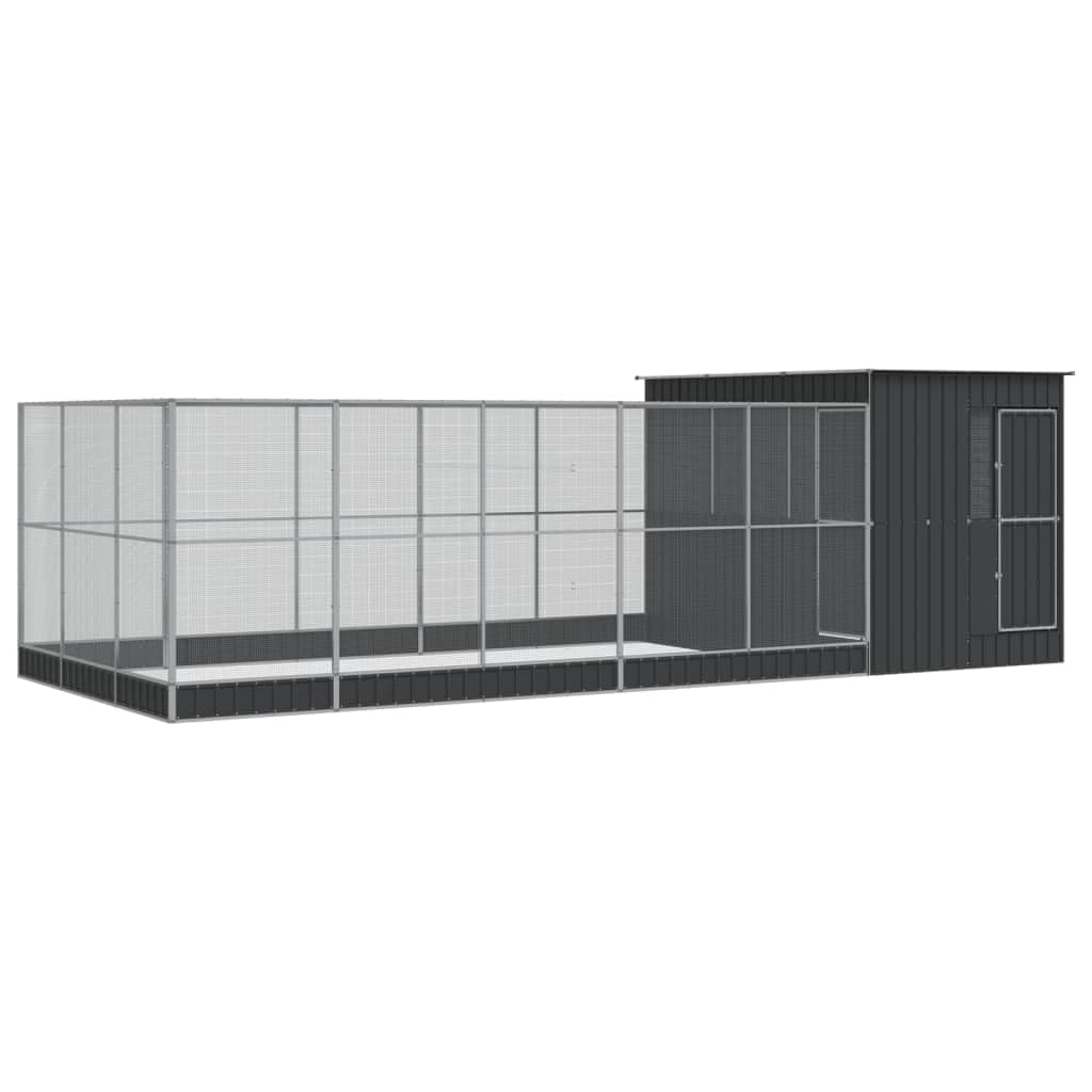 vidaXL Aviary Bird House Cage Silver - Steel Construction - Spacious 277.2x119.3x85 inches - Secure Lockable Door