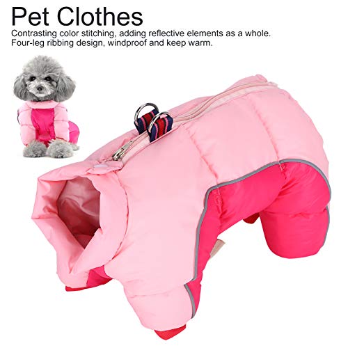 Winter Warm Dog Clothes Windproof Jacket Puppy 4 Four Legs Snowsuit Doggie Apparel Outfits Pink(10#)