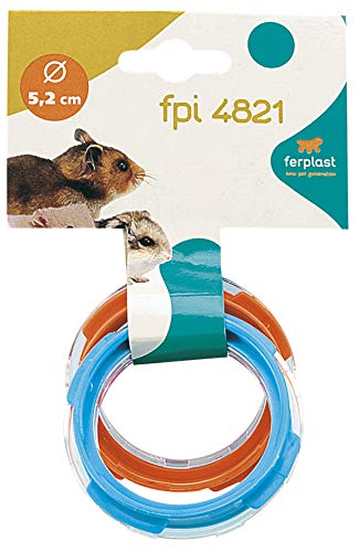 Ferplast Hamster Cage Play Tube | Two-Piece Spare Tube Plastic Connection Ring Piece, 2.4 Inch Diameter, Blue And Orange