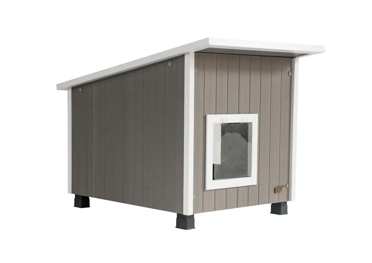 New Age Pet Ecoflex Xl Outdoor Cat House - Durable, Moisture-Resistant Wood Plastic Composite, Dual Entry, Easy Assembly, Elevat