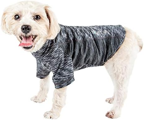 Pet Life  Active Warf Speed Heathered Ultrastretch Sporty Performance Dog Tshirt, Black Heather On Black  Small