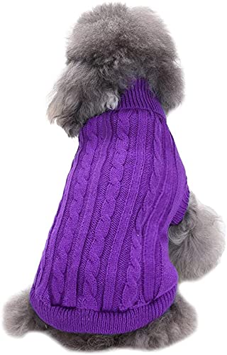 Chborchicen Small Dog Sweaters Knitted Pet Cat Sweater Warm Dog Sweatshirt Dog Winter Clothes Kitten Puppy Sweater (Xx-Small, Pu