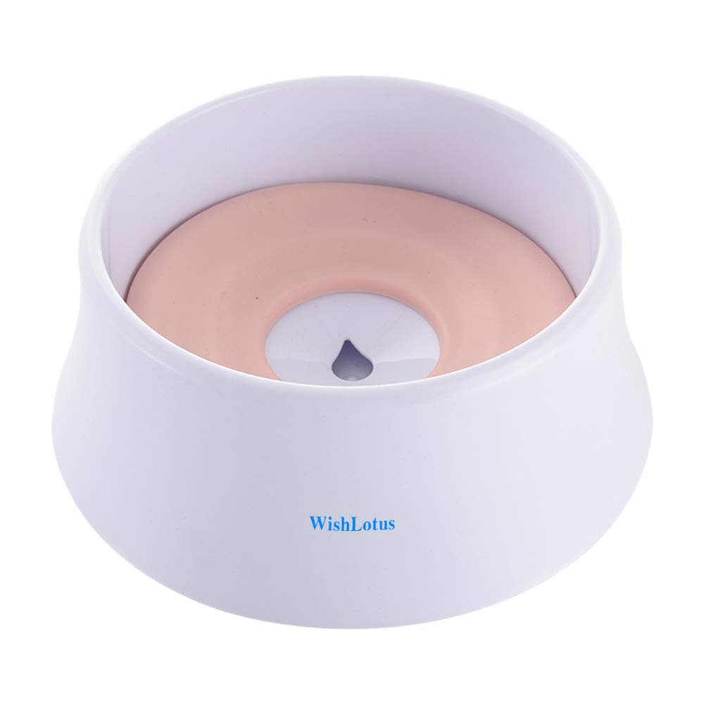 Pet Water Bowl With Floating Disk Spill Proof Water Bowl, Wishlotus Anti-Overturn/Anti-Dust/Anti-Choking Anti-Overflow Bowl To Slow Down Drinking Speed For Dogs And Cats,40 Oz(Pink)