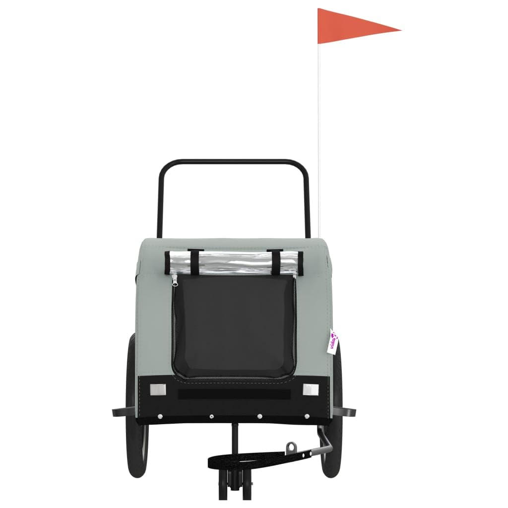 Vidaxl Pet Bike Trailer - Durable Iron And Oxford Fabric With Pvc Cover, Easy Zippered Entrances, Safety Reflectors, For Small Pets & Cargo