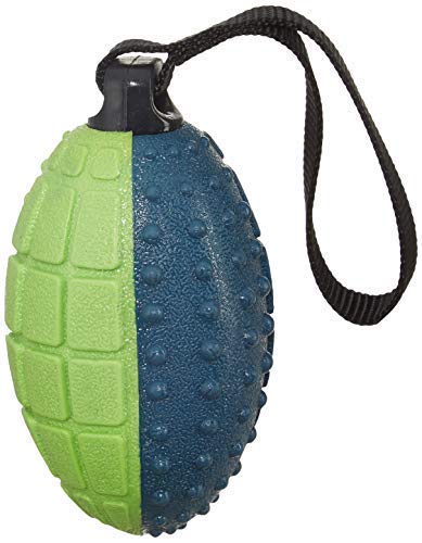 RvPaws Dog Toy, Rugby Ball with Nubs and Grip, Squeaky, TRP, Blue & Orange, Medium 150g (Color May Vary), Medium, 150 g