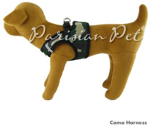 Parisian Pet Step In Dog Harness - Adjustable Freedom Harness - Green Camo Dog Vest Harness - 100% Mesh Fabric Cooling Dog Harness - Idle For Outdoor Adventures - Dog Harness Medium Sized Dog - M