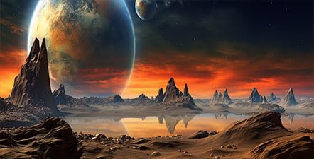 24X12IN Cosmic Aquarium Background, Cool Parallel Space Themed Fish Tank Background, Tropical Desert Terrarium Background with 8