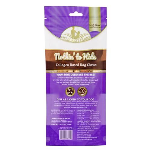 Fieldcrest Farms Nothin to Hide Twist Stix, Bacon Flavor, Easily Digestible, Supports Skin, Coat, Joints & Muscles, for Moderat