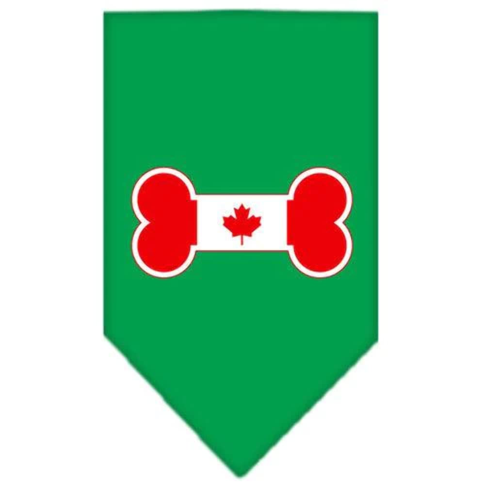 Pet and Dog Bandana Screen Printed, &quot;Bone Shaped Canadian Flag&quot; Bright Pink Large