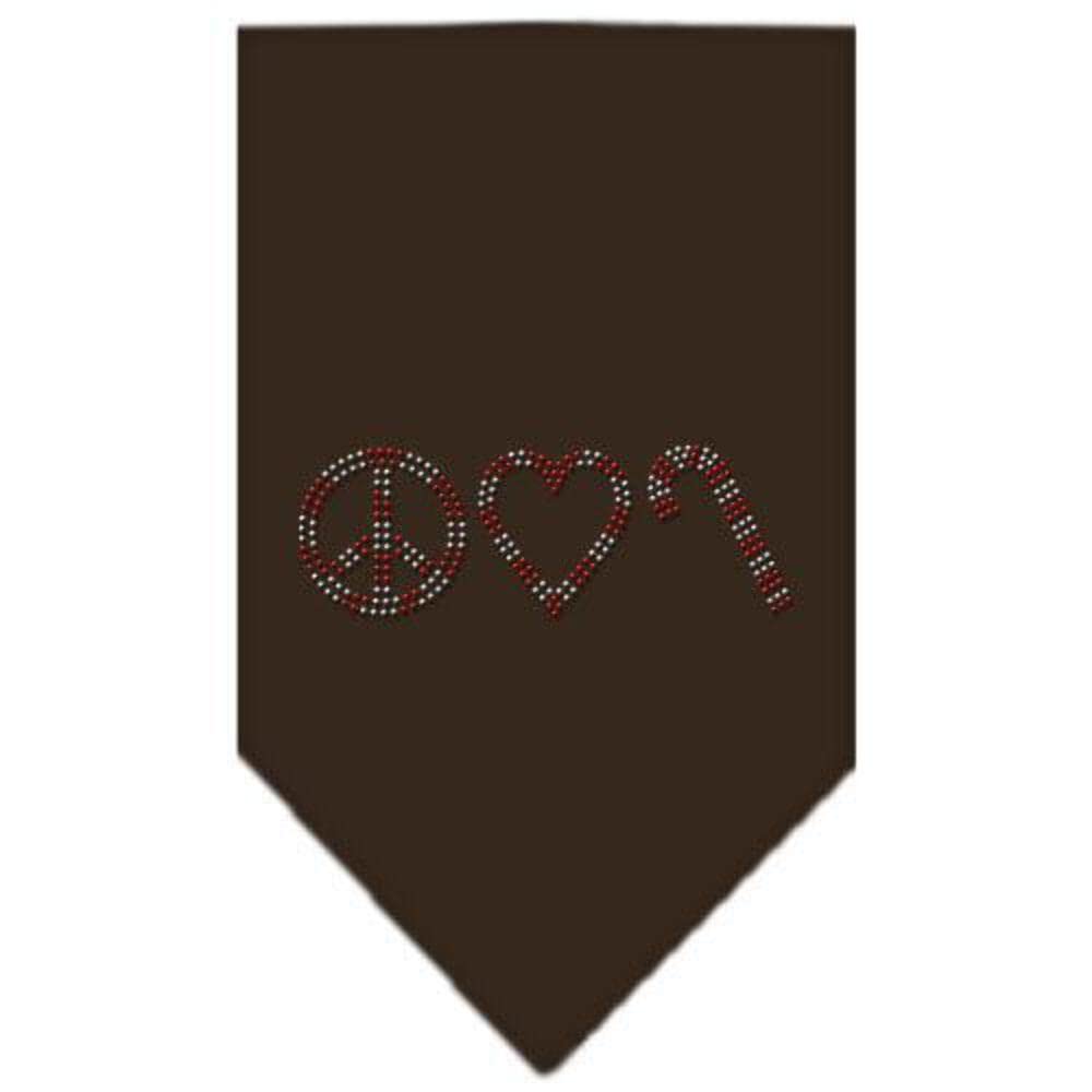 Mirage Pet Products Peace Love Candy Cane Rhinestone Bandana, Small, Cocoa