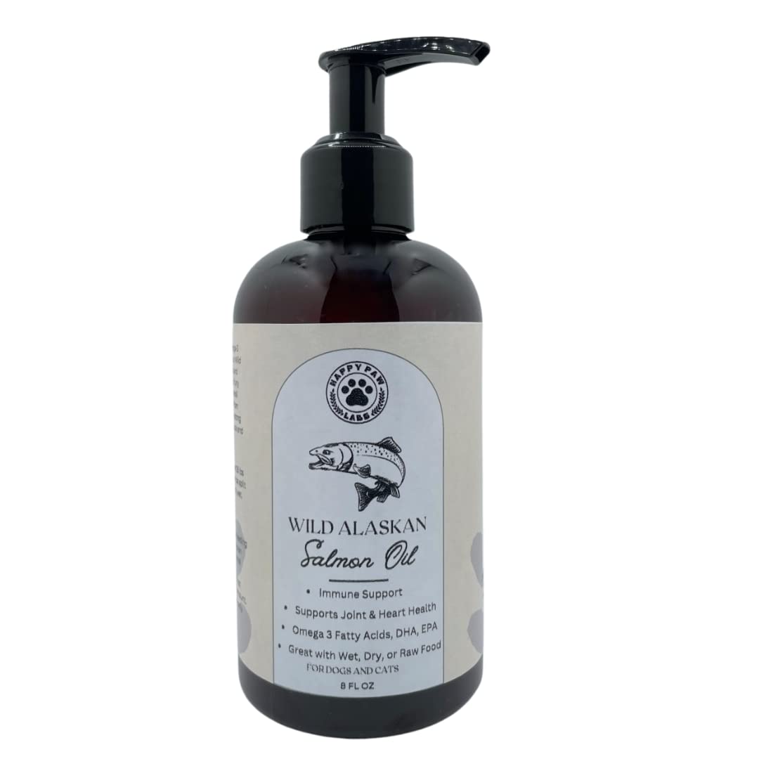 Pure Wild Alaskan Salmon Oil for Dogs & Cats - Omega 3 Skin & Coat Supplement, Natural EPA + DHA Fatty Acids for Joint Function,