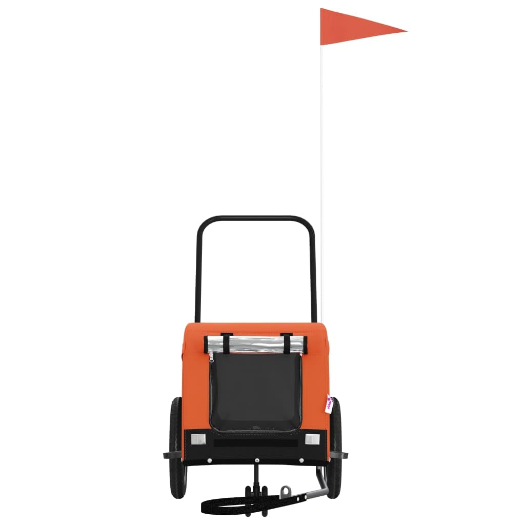 vidaXL Pet Bike Trailer - Orange & Black Oxford Fabric/Iron Frame, 48.8&quot;x20.9&quot;x20.9&quot; - Small Dogs, Cargo/Groceries Transport
