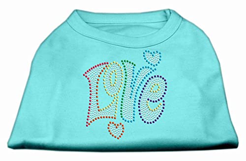 Mirage Pet Products Technicolor Love Rhinestone Pet Shirt Orange Med (12)
