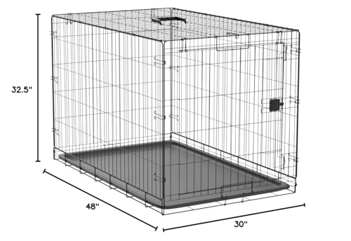 Amazon Basics Durable, Foldable Metal Wire Dog Crate With Tray, Single Door, 48 X 30 X 32.5 In, Black