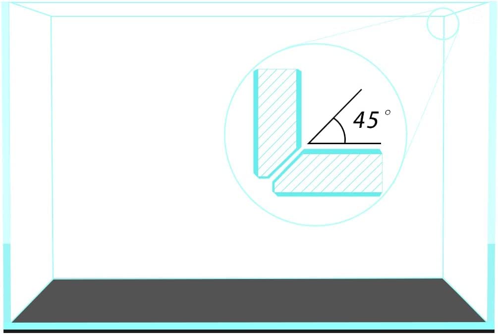 Fzone 80 Gal Rimless Low Iron Fish Tank Nova Clear Ultra-White 45 Mitered Edges Translucent Glass Anata Series Aquarium W/Black 