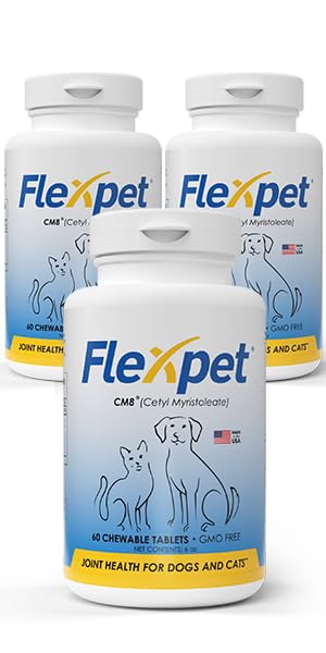 FlexPet Hip & Joint Supplement for Dogs & Cats with Cetyl Myristoleate, Glucosamine, Collagen, MSM - Advanced Joint Support for 