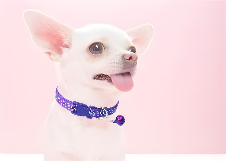 Xsmall Dog Collar With Bell, 2 Pack Boys Puppy Collar With Bell, Nylon Cute Cat Collars Adjustable For Xxs Xs Little Small Male