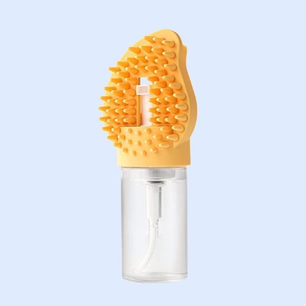 2in1 Pet Bath Brush with Soap Dispenser | Soft Silicone Grooming Brush for Dogs & Cats | Removes Loose Hair & Massages Skin