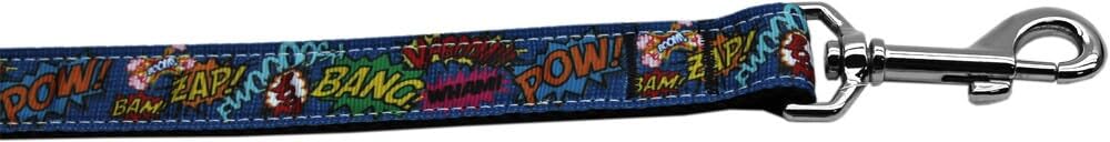 Pet Dog & Cat Nylon Collar or Leash, "Superhero Sound Effects" 5/8" w x 6 ft. leash