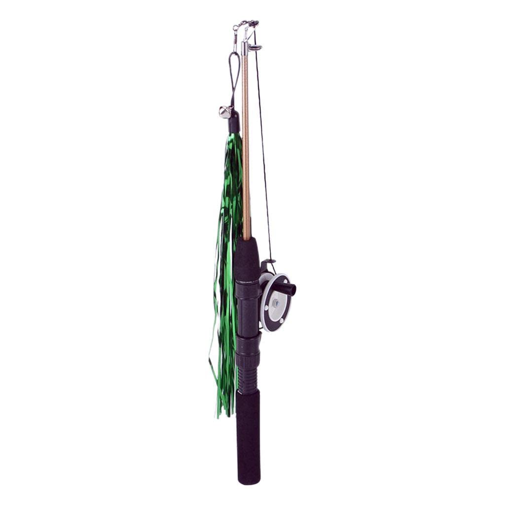 Ujeavette Colorful Funny Cat Stick Training Teething Rod Pet Wand Toys Green Bar