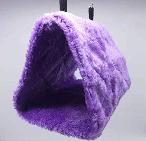 Magnoloran 2 Pack Warm Bird Nest House Bed Hanging Hammock Toy Sleeping Bed Plush Hanging Snuggle Cave Happy Hut For Pet Parrot Parakeet Cockatiel Conure Cockatoo African Grey Macaw(Purple)