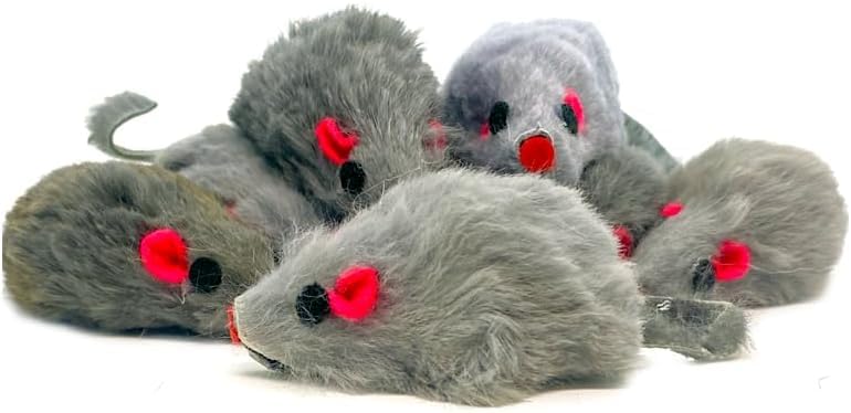 Labriciyon 5 Pcs Gray Fur Rattle Mouse Cat Toy Mice Animal Toy Pet Supplies Furry Play Combo - Cat Toy Mix