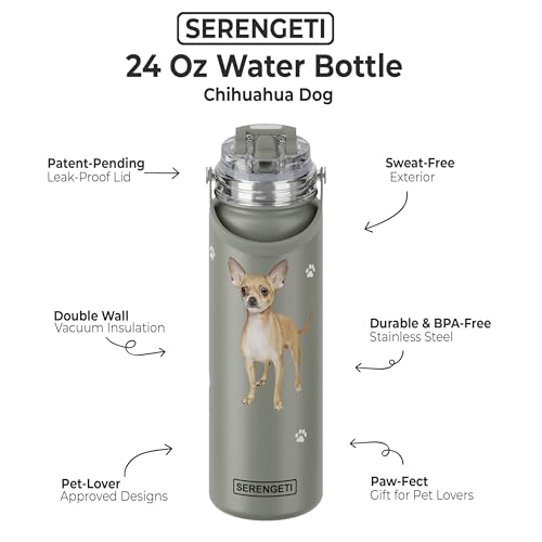 E&S Pets Serengeti 24 Oz Water Bottle Stainless Steel With Spill Proof Lid - Double Walled Vacuum Insulated Water Flask - Realis