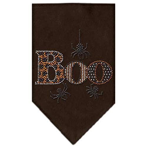 Mirage Pet Products Boo Rhinestone Bandana Brown, Large