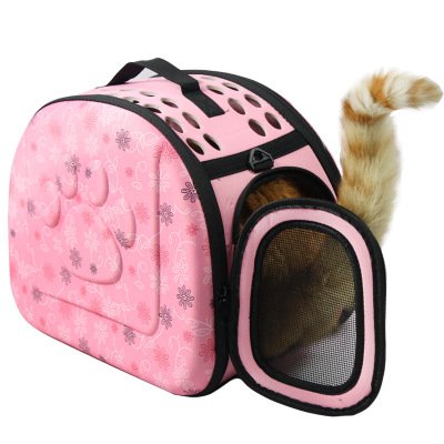 Foldable Pet Dog Cat Carrier Cage Collapsible Travel Kennel - Portable Pet Carrier Outdoor Shoulder Bag For Puppy Dog Cat Small Medium Large Animal (M, Pink)