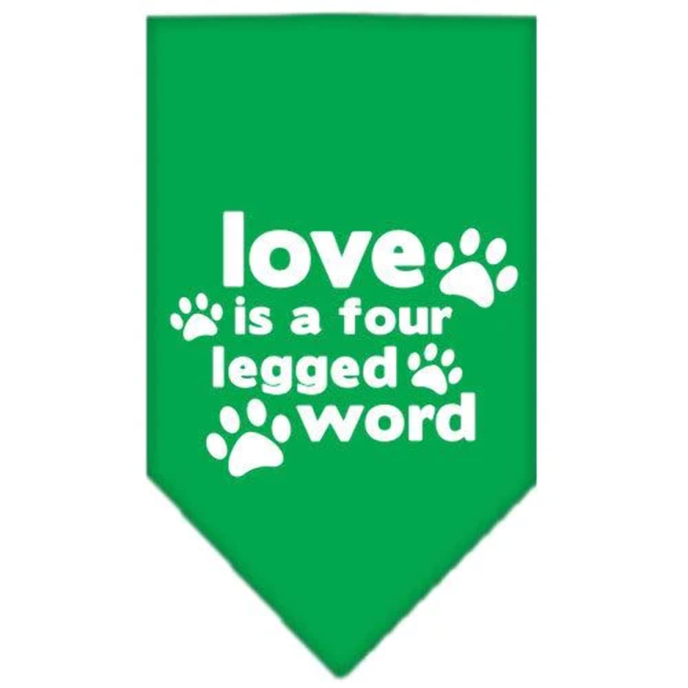 Mirage Pet Products Love is a 4 Leg Word Screen Print Bandana for Pets, Large, Bright Pink